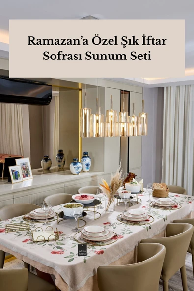 Ramazan’a Özel İftar Sofrası Sunumluk Seti | Gold Detaylı Dekoratif Masa Konsepti ürün görseli 1