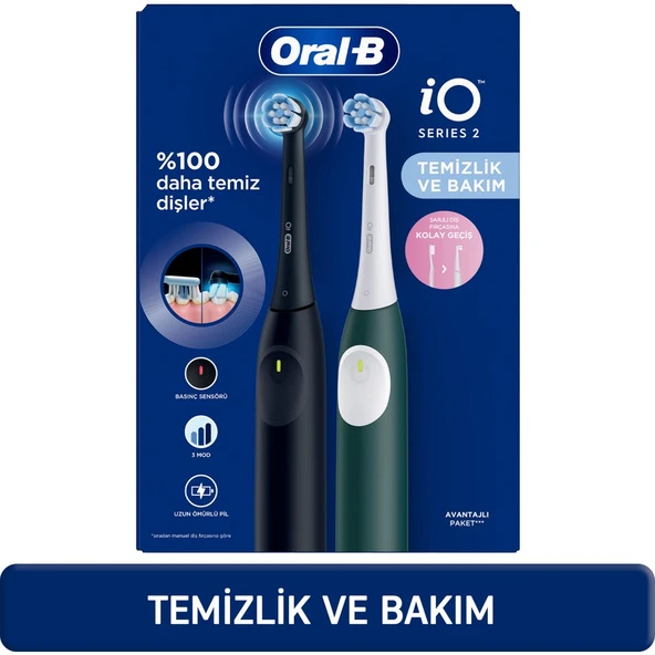 iO 2 Şarjlı Diş Fırçası Seti 2'li – Gece Siyahı / Yeşil ürün görseli 1