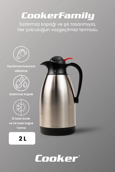 Cooker Classic 2 Litre Paslanmaz Çelik Termos CKR2006 - Resim 2
