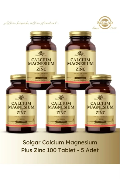 Solgar Calcium Magnesium Plus Zinc 100 Tablet 5 Adet ürün görseli 1