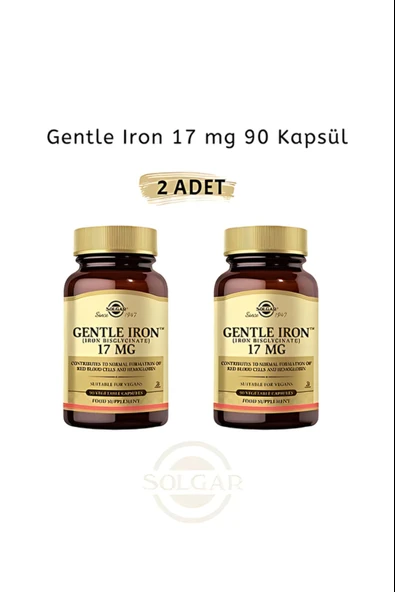 Solgar Gentle Iron 17mg 90 Kapsül 2 Adet ürün görseli 1