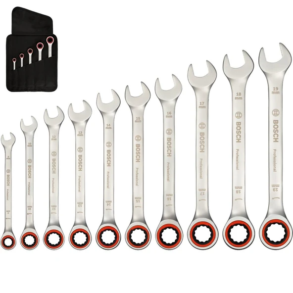 Bosch 1600A02AU0 10 Parça Cırcır Anahtar Seti ürün görseli 1