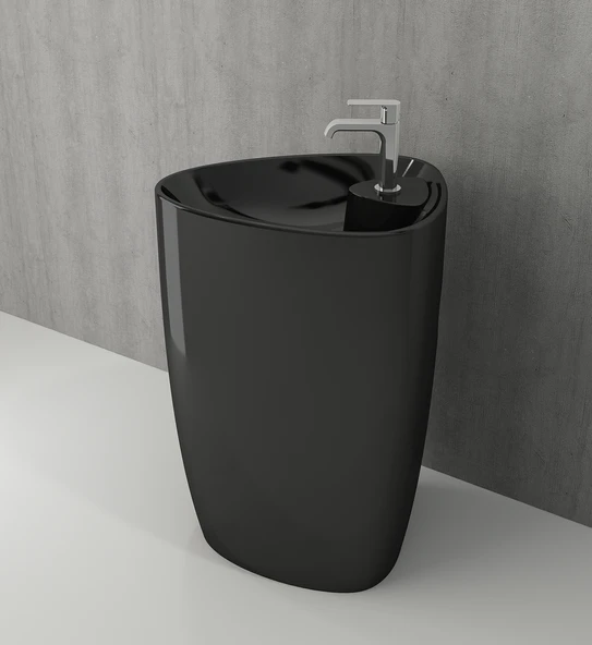 BOCCHİ 1337-005-0126 Etna Monoblok Lavabo Batarya Banklı Siyah ürün görseli 1