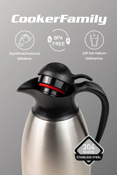 Cooker Classic 2 Litre Paslanmaz Çelik Termos CKR2006 - Resim 3