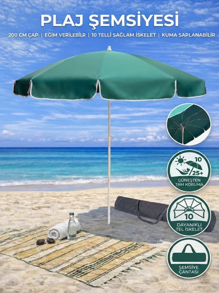 Form Outdoor Plaj Şemsiyesi KOYU YEŞİL + Taşıma Çantası ürün görseli 1