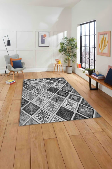 Napoli Home Baskılı Patchwork Etnik Modern Yıkanabilir Kaymaz Taban Yolluk Mutfak Salon Halısı ürün görseli 1