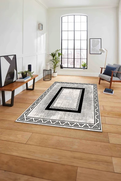 Napoli Home Çerçeveli Sade Görünümlü Yıkanabilir Kaymaz Taban Yolluk Mutfak Salon Halısı ürün görseli 1