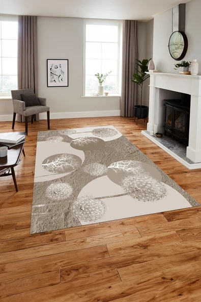 Napoli Home Baskılı Modern Ağaç Küre Desenli Yıkanabilir Kaymaz Taban Yolluk Mutfak Salon Halısı ürün görseli 1