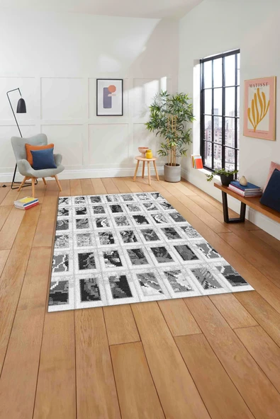 Napoli Home Baskılı Patchwork İplik Desen Yıkanabilir Kaymaz Taban Yolluk Mutfak Salon Halısı ürün görseli 1