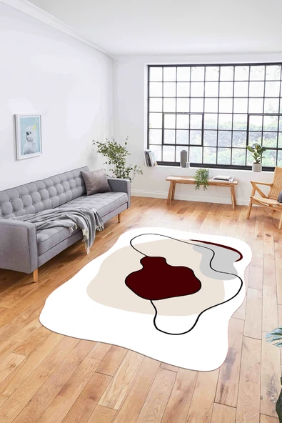Napoli Home Baskılı Lazer Kesim Modern Yıkanabilir Kaymaz Taban Yolluk Mutfak Salon Halısı ürün görseli 1