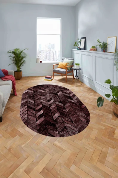 Napoli Home Baskılı Patchwork Çizgili Yıkanabilir Kaymaz Oval Yolluk Mutfak Salon Halısı ürün görseli 1