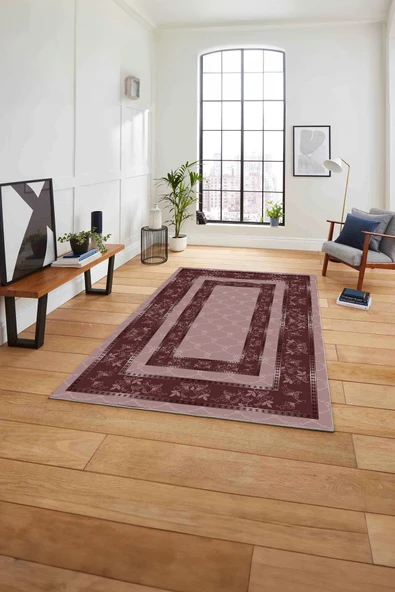 Napoli Home Çerçeveli Çiçek Motifli Yıkanabilir Kaymaz Taban Yolluk Mutfak Salon Halısı ürün görseli 1