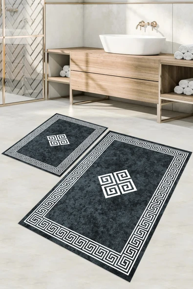 Napoli Home Dijital Baskılı Yıkanabilir Çerçeveli Klasik Model Banyo Paspası Klozet Takımı ürün görseli 1