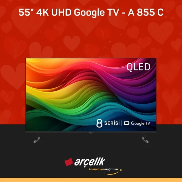 ARÇELİK 8 serisi QLED 55" 4K UHD Google TV - A 855 C Smart TV ürün görseli 1
