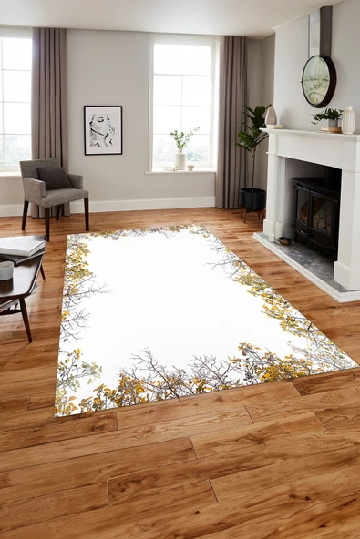 Napoli Home Baskılı Modern Çiçek Ağaç Motifli Yıkanabilir Kaymaz Taban Yolluk Mutfak Salon Halısı ürün görseli 1
