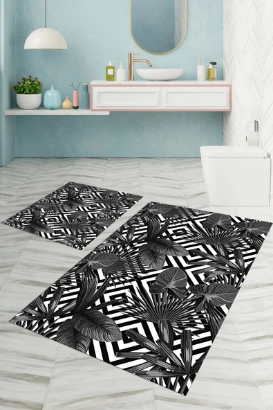 Napoli Home Dijital Baskılı Yıkanabilir Klasik Çiçek Desenli Banyo Paspası Klozet Takımı ürün görseli 1
