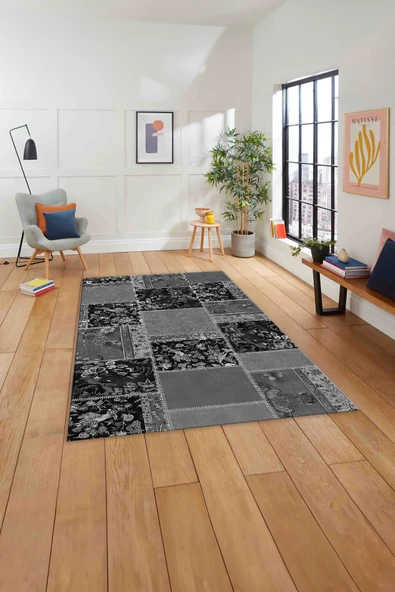 Napoli Home Baskılı Patchwork Çiçek Motifli Yıkanabilir Kaymaz Taban Yolluk Mutfak Salon Halısı ürün görseli 1