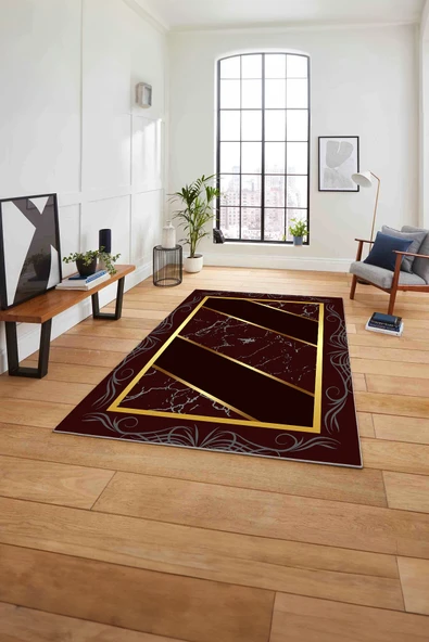 Napoli Home Baskılı Mermer Çerçeveli Modern Kaymaz Taban Yıkanabilir Yolluk Mutfak Salon Halısı ürün görseli 1