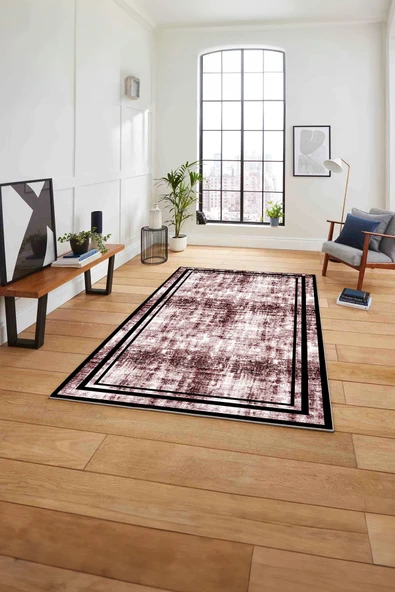 Napoli Home Çerçeveli Sade Modern Baskılı Yıkanabilir Kaymaz Taban Yolluk Mutfak Salon Halısı ürün görseli 1
