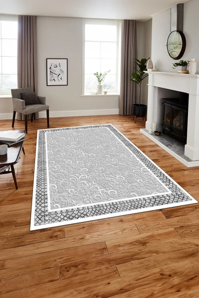 Napoli Home Baskılı Modern Çerçeveli Desen Yıkanabilir Kaymaz Taban Yolluk Mutfak Salon Halısı ürün görseli 1