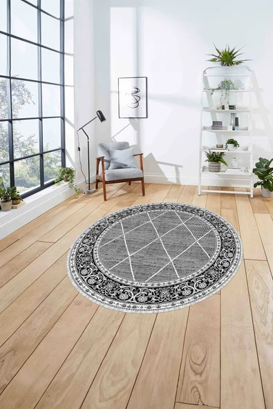 Napoli Home Dijital Baskılı Jüt Geometrik Model Yıkanabilir Kaymaz Yuvarlak Mutfak Salon Halısı ürün görseli 1