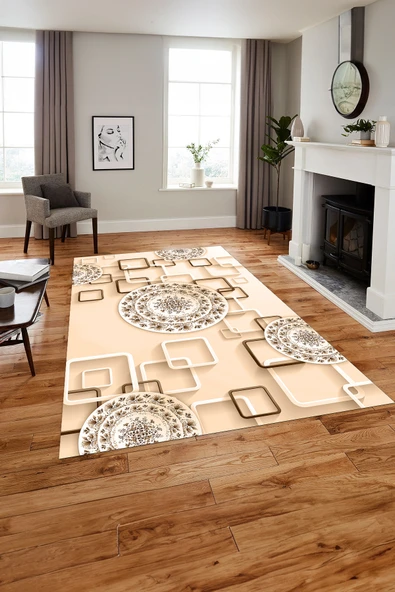 Napoli Home Baskılı Modern Çiçek Motifli Yıkanabilir Kaymaz Taban Yolluk Mutfak Salon Halısı ürün görseli 1