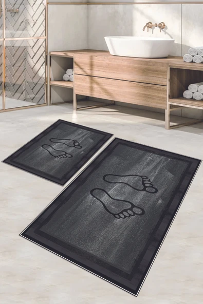 Napoli Home Dijital Baskılı Yıkanabilir Kaymaz Taban Ayak Baskılı Banyo Paspası Klozet Takımı ürün görseli 1