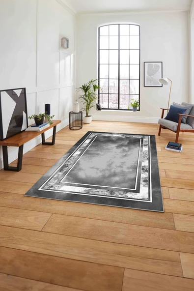 Napoli Home Çerçeveli Modern Dijital Baskılı Yıkanabilir Kaymaz Taban Yolluk Mutfak Salon Halısı ürün görseli 1