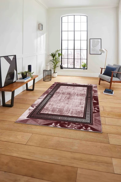Napoli Home Çerçeveli Modern Klasik Baskılı Yıkanabilir Kaymaz Taban Yolluk Mutfak Salon Halısı ürün görseli 1