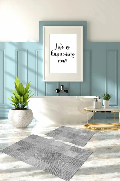 Napoli Home Dijital Baskılı Yıkanabilir Kaymaz Taban Kilim Görünümlü Banyo Paspası Klozet Takımı ürün görseli 1