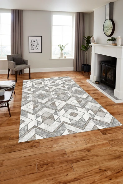 Napoli Home Baskılı Modern Geometrik Desenli Yıkanabilir Kaymaz Taban Yolluk Mutfak Salon Halısı ürün görseli 1