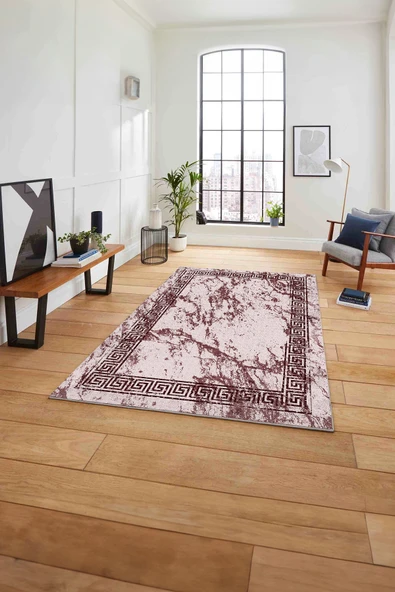 Napoli Home Çerçeveli Modern Mermer Desenli Yıkanabilir Kaymaz Taban Yolluk Mutfak Salon Halısı ürün görseli 1