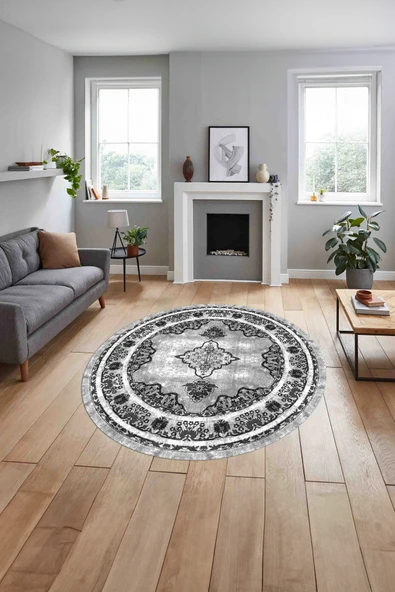 Napoli Home Klasik Ahlat Model Baskılı Yıkanabilir Kaymaz Taban Yuvarlak Mutfak Salon Halısı ürün görseli 1