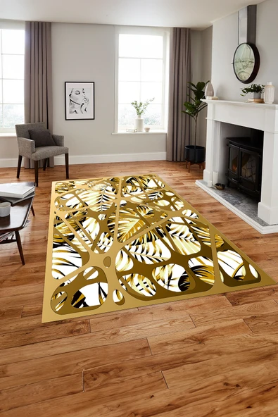Napoli Home Baskılı Modern Palmiye Yapraklı Yıkanabilir Kaymaz Taban Yolluk Mutfak Salon Halısı ürün görseli 1