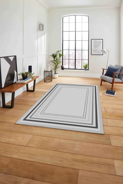 Napoli Home Çerçeveli Modern Dijital Baskılı Yıkanabilir Kaymaz Taban Yolluk Mutfak Salon Halısı ürün görseli 1