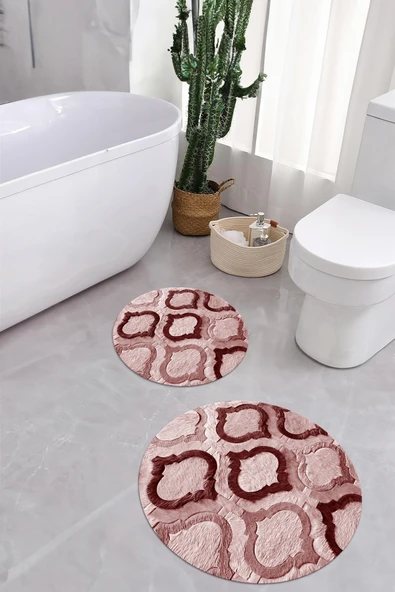 Napoli Home Baskılı Yıkanabilir Kaymaz Taban Kupa Modelli Yuvarlak Banyo Paspası Klozet Takımı ürün görseli 1