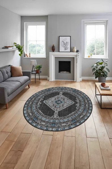 Napoli Home Klasik Ahlat Baskılı Yıkanabilir Kaymaz Taban Yuvarlak Mutfak Salon Halısı ürün görseli 1