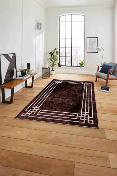 Napoli Home Çerçeveli Zigzag Köşe Detaylı Yıkanabilir Kaymaz Taban Yolluk Mutfak Salon Halısı ürün görseli 1