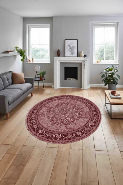 Napoli Home Baskılı Klasik Çerçeve Model Yıkanabilir Kaymaz Taban Yuvarlak Mutfak Salon Halısı ürün görseli 1