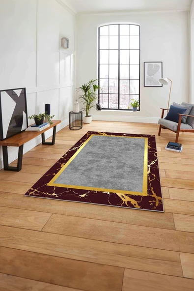 Napoli Home Baskılı Mermer Çerçeveli Modern Kaymaz Taban Yıkanabilir Yolluk Mutfak Salon Halısı ürün görseli 1