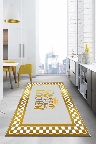Napoli Home Baskılı Çerçeve Model Kitchen Yazılı Yıkanabilir Kaymaz Taban Yolluk Salon Mutfak Halısı ürün görseli 1