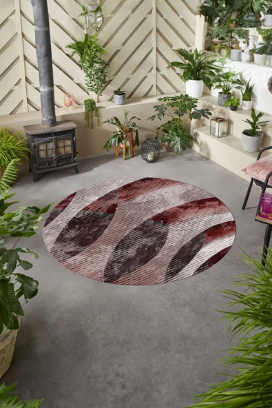 Napoli Home Baskılı Modern Sade Desenli Yıkanabilir Kaymaz Taban Yuvarlak Mutfak Salon Halısı ürün görseli 1