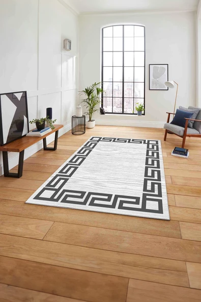 Napoli Home Çerçeveli Geometrik Kenar Detay Yıkanabilir Kaymaz Taban Yolluk Mutfak Salon Halısı ürün görseli 1