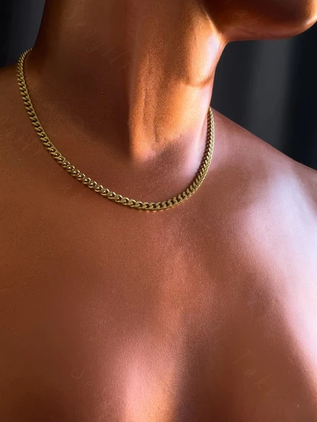 İnce Gurmet Model Gold Choker Çelik Zincir Kolye-Choker Serisi ürün görseli 1