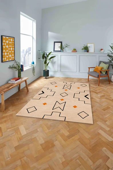 Napoli Home Dijital Baskılı Jüt Sade Desen Yıkanabilir Kaymaz Yolluk Mutfak Salon Halısı ürün görseli 1