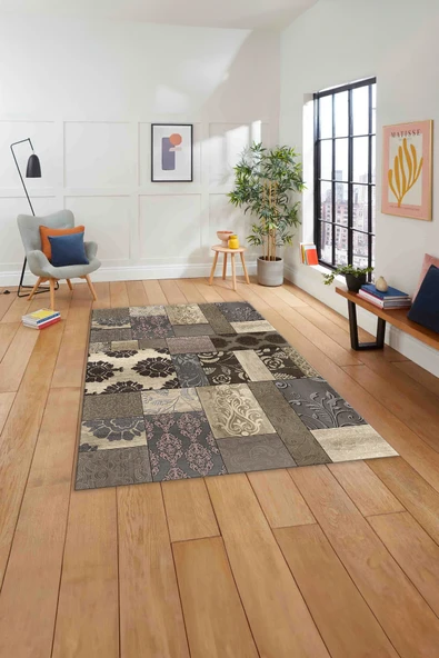 Napoli Home Baskılı Patchwork Çiçek Motifli Yıkanabilir Kaymaz Taban Yolluk Mutfak Salon Halısı ürün görseli 1