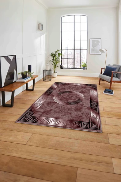 Napoli Home Çerçeveli Modern Göbekli Desen Yıkanabilir Kaymaz Taban Yolluk Mutfak Salon Halısı ürün görseli 1