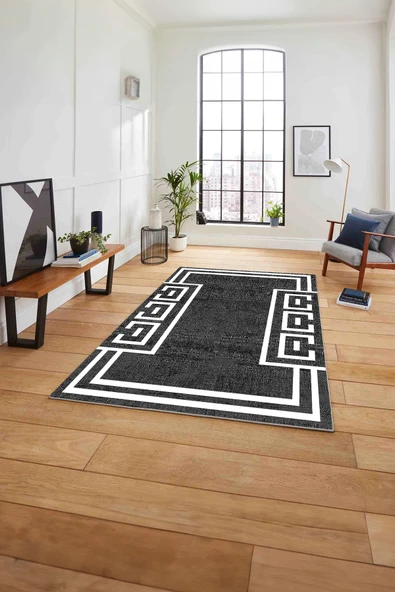 Napoli Home Çerçeveli Geometrik Desenli Yıkanabilir Kaymaz Taban Yolluk Mutfak Salon Halısı ürün görseli 1