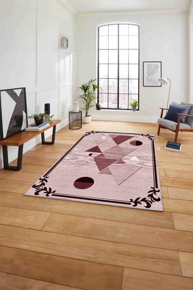 Napoli Home Çerçeveli Üçgen Desenli Yıkanabilir Kaymaz Taban Yolluk Mutfak Salon Halısı ürün görseli 1