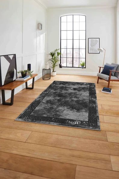 Napoli Home Çerçeveli Sade Modern Baskılı Yıkanabilir Kaymaz Taban Yolluk Mutfak Salon Halısı ürün görseli 1
